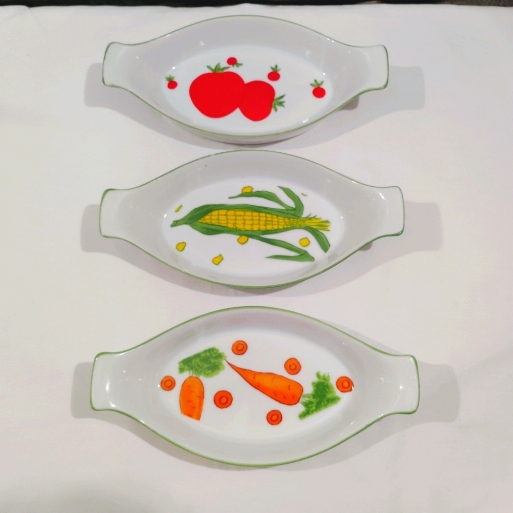 Vintage Franci Vegetable Polkadot Side Dishes Villa Vanilla Taste Setter - Picture 3 of 16